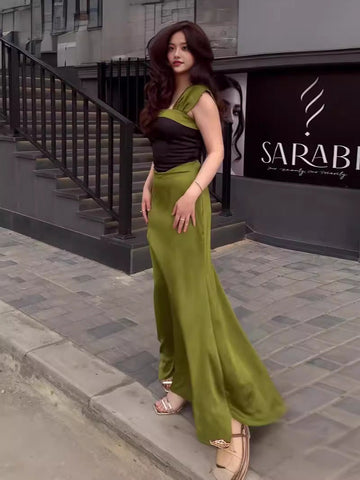 Summer New Fashion Splicing Body Waist Temperament Drag Dress